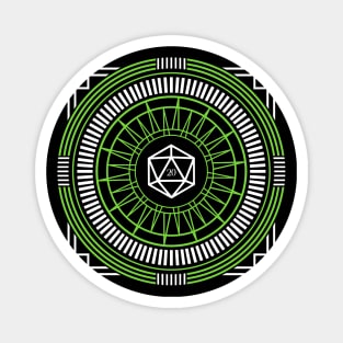 Tribal Geometric Green Polyhedral D20 Dice Magnet